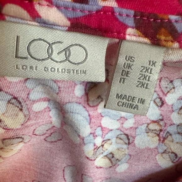LOGO by Lori Goldstein Midi Dress fuscia animal size 1X - Picture 4 of 7